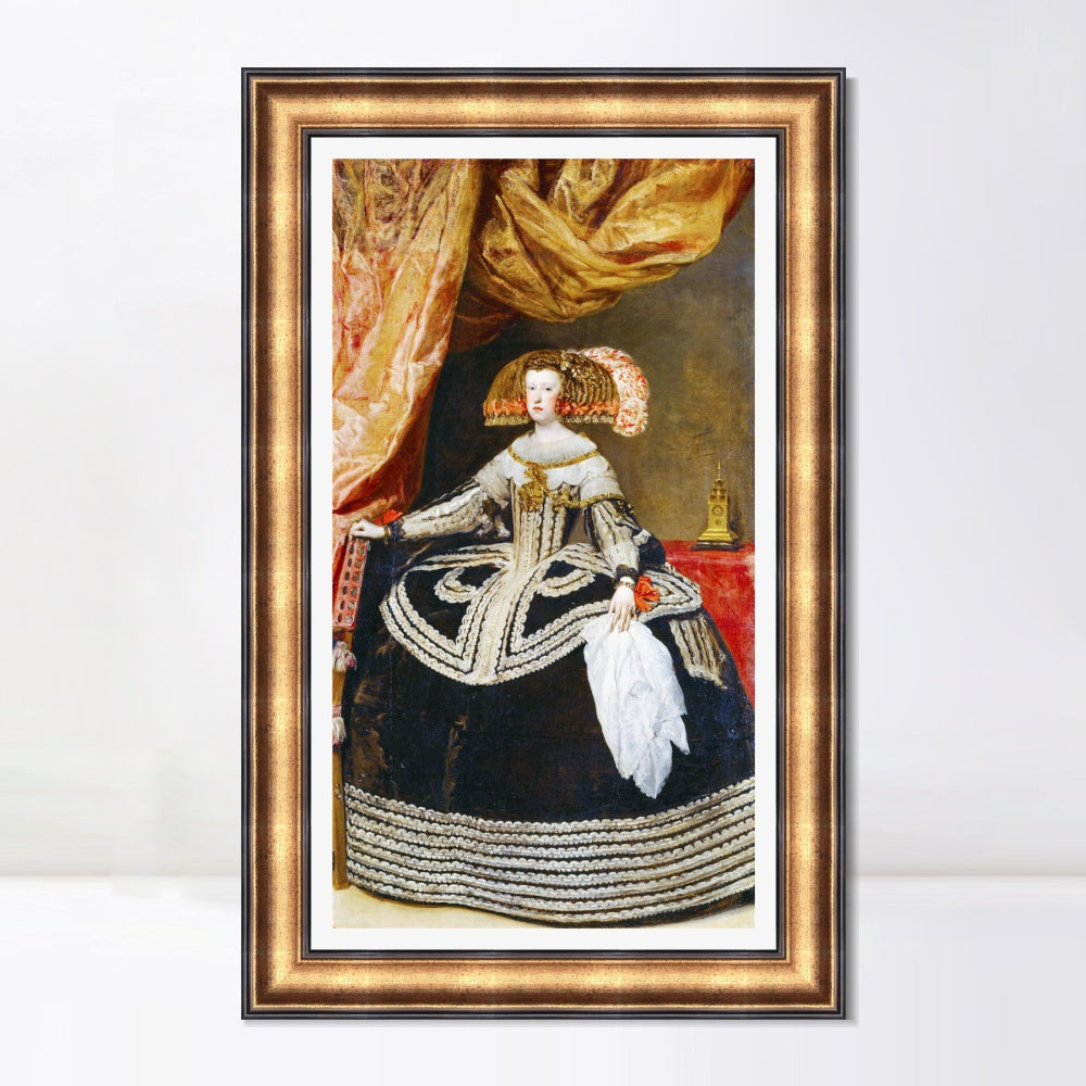 INVIN ART Framed Canvas Art Giclee Print Prince Mariana from Austria, Queen of Spain by Diego Velazquez Wall Art
