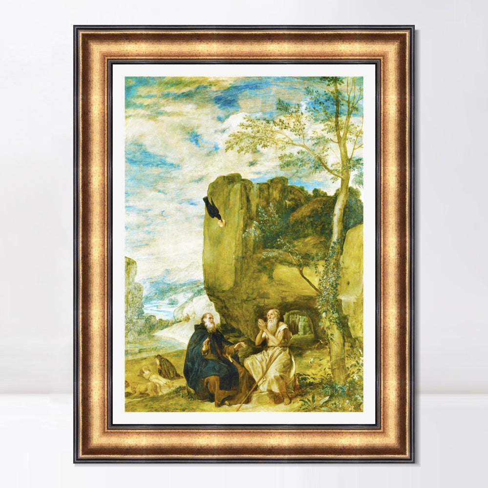 INVIN ART Framed Canvas Art Giclee Print Prince Saint Paul, first hermit by the Christian Soul by Diego Velazquez Wall Art Living Decorations