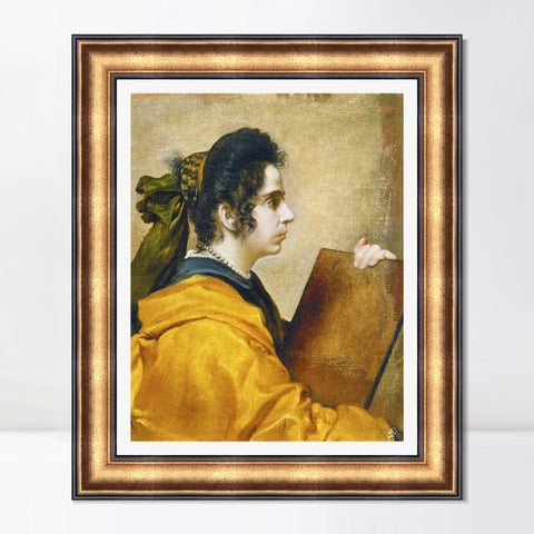 INVIN ART Framed Canvas Art Giclee Print A sibyl (Juana Pacheco) by the Christian Soul by Diego Velazquez Wall Art Living Room Home Office Decorations