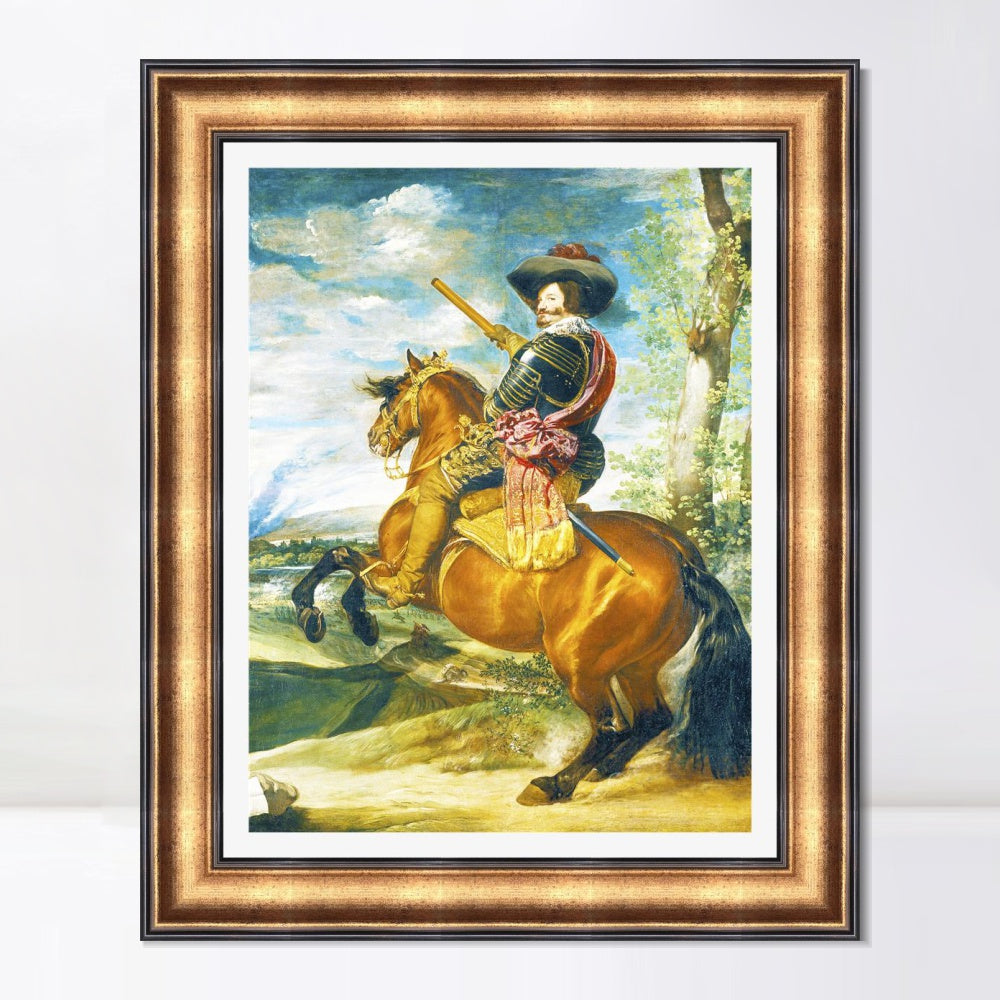 INVIN ART Framed Canvas Art Giclee Print the Count Duke of Olivares on Horseback by the Christian Soul by Diego Velazquez Wall Art Living Decorations