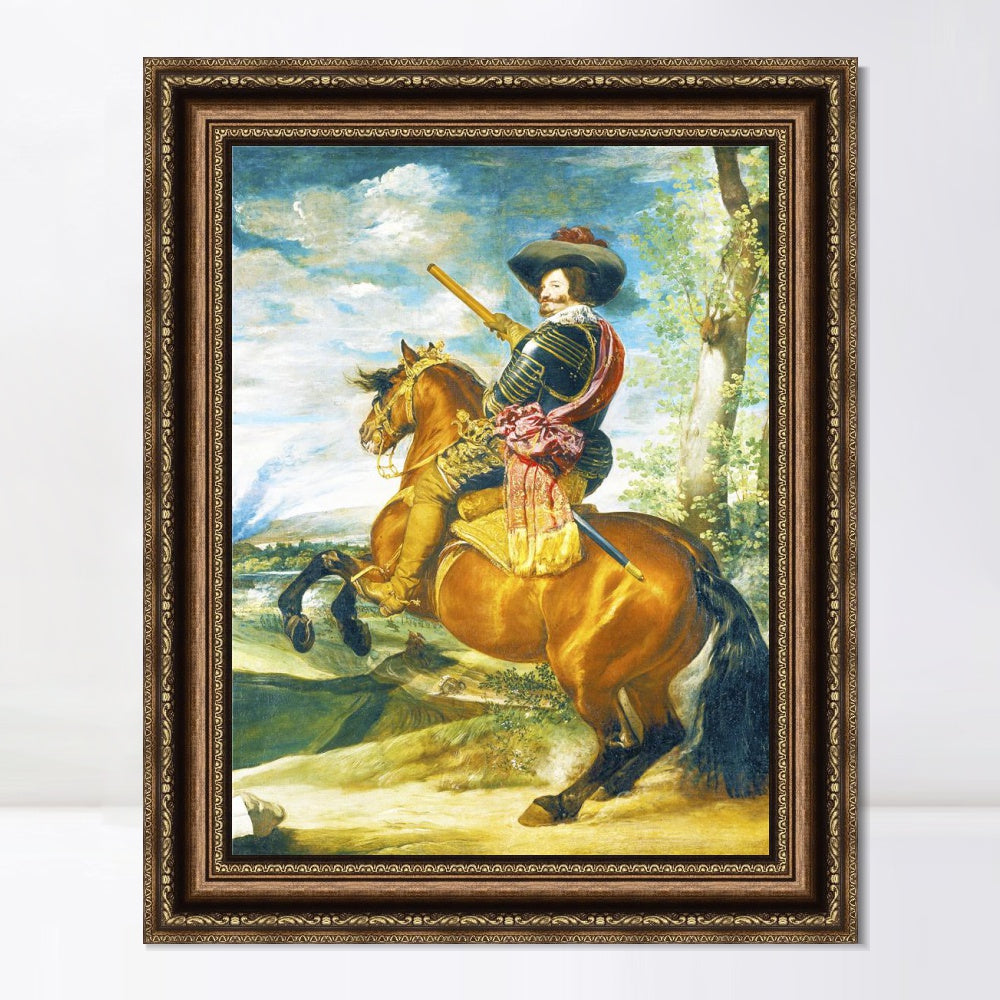 INVIN ART Framed Canvas Art Giclee Print the Count Duke of Olivares on Horseback by the Christian Soul by Diego Velazquez Wall Art Living Decorations