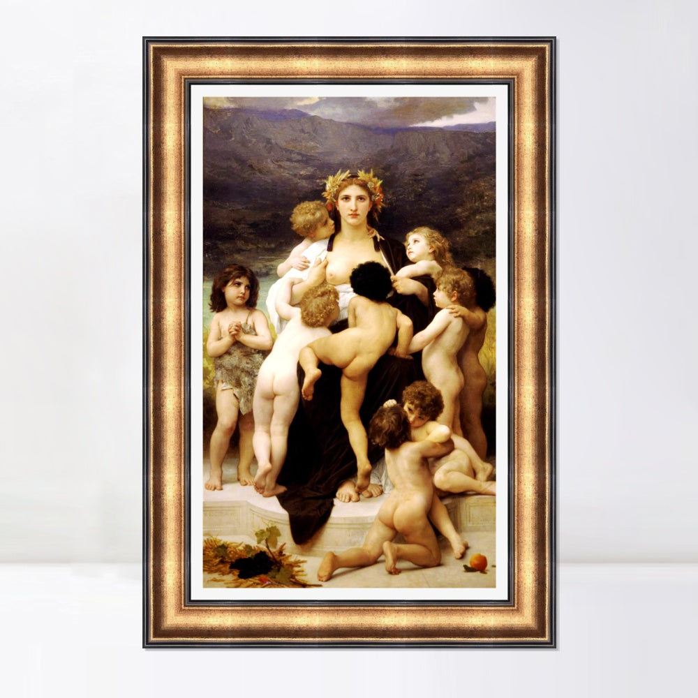 INVIN ART Framed Canvas Art Giclee Print Angle by William Adolphe Bouguereau Wall Art Living Room Home Office Decorations