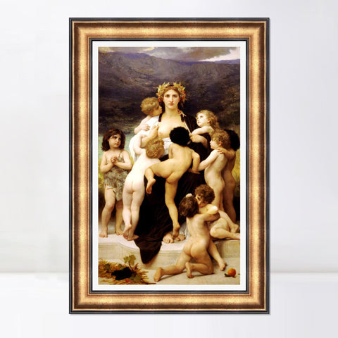 INVIN ART Framed Canvas Art Giclee Print Angle by William Adolphe Bouguereau Wall Art Living Room Home Office Decorations