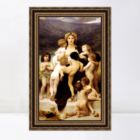 INVIN ART Framed Canvas Art Giclee Print Angle by William Adolphe Bouguereau Wall Art Living Room Home Office Decorations