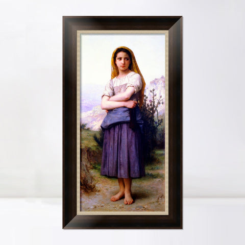 INVIN ART Framed Canvas Art Giclee Print Young Girl by William Adolphe Bouguereau Wall Art Living Room Home Office Decorations