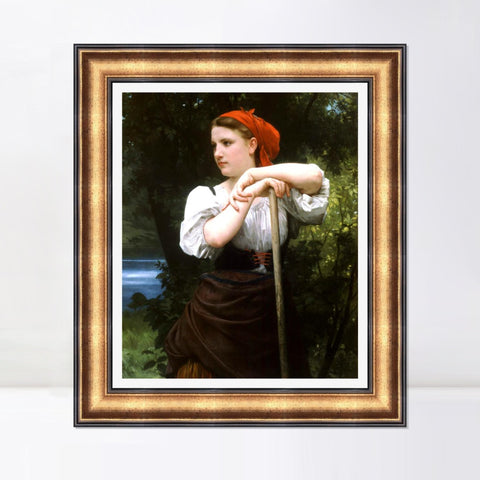 INVIN ART Framed Canvas Art Giclee Print The Haymaker (1869) by William Adolphe Bouguereau Wall Art Living Room Home Office Decorations
