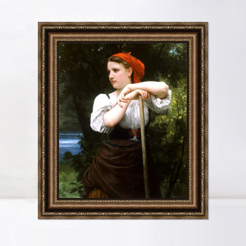 INVIN ART Framed Canvas Art Giclee Print The Haymaker (1869) by William Adolphe Bouguereau Wall Art Living Room Home Office Decorations