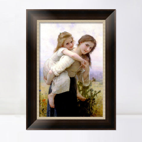 INVIN ART Framed Canvas Art Giclee Print Not Too Much To Carry by William Adolphe Bouguereau Wall Art Living Room Home Office Decorations