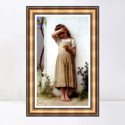 INVIN ART Framed Canvas Art Giclee Print In Penitence by William Adolphe Bouguereau Wall Art Living Room Home Office Decorations
