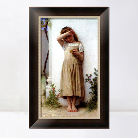 INVIN ART Framed Canvas Art Giclee Print In Penitence by William Adolphe Bouguereau Wall Art Living Room Home Office Decorations