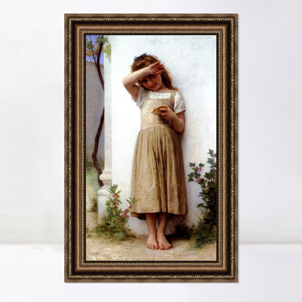 INVIN ART Framed Canvas Art Giclee Print In Penitence by William Adolphe Bouguereau Wall Art Living Room Home Office Decorations