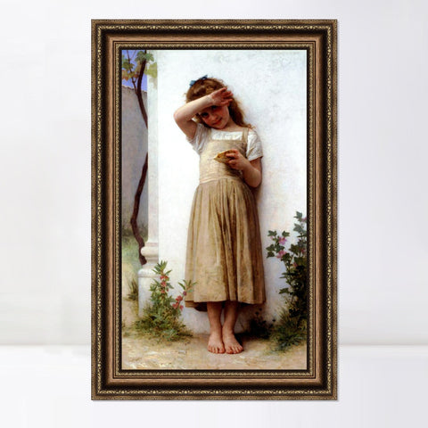 INVIN ART Framed Canvas Art Giclee Print In Penitence by William Adolphe Bouguereau Wall Art Living Room Home Office Decorations