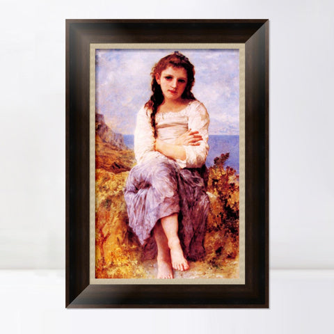 INVIN ART Framed Canvas Art Giclee Print Far Niente by William Adolphe Bouguereau Wall Art Living Room Home Office Decorations