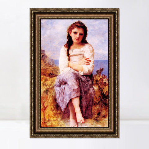 INVIN ART Framed Canvas Art Giclee Print Far Niente by William Adolphe Bouguereau Wall Art Living Room Home Office Decorations