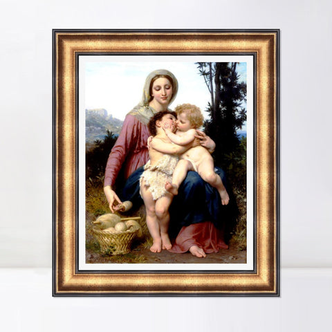 INVIN ART Framed Canvas Art Giclee Print The Holy Family by William Adolphe Bouguereau Wall Art Living Room Home Office Decorations