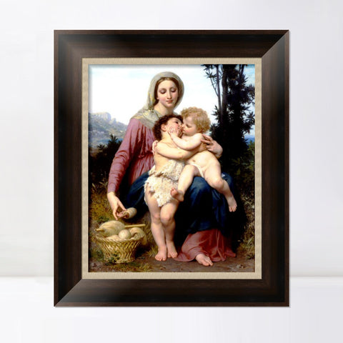 INVIN ART Framed Canvas Art Giclee Print The Holy Family by William Adolphe Bouguereau Wall Art Living Room Home Office Decorations