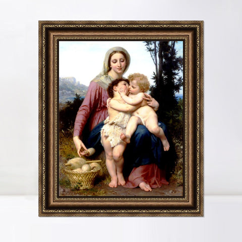 INVIN ART Framed Canvas Art Giclee Print The Holy Family by William Adolphe Bouguereau Wall Art Living Room Home Office Decorations