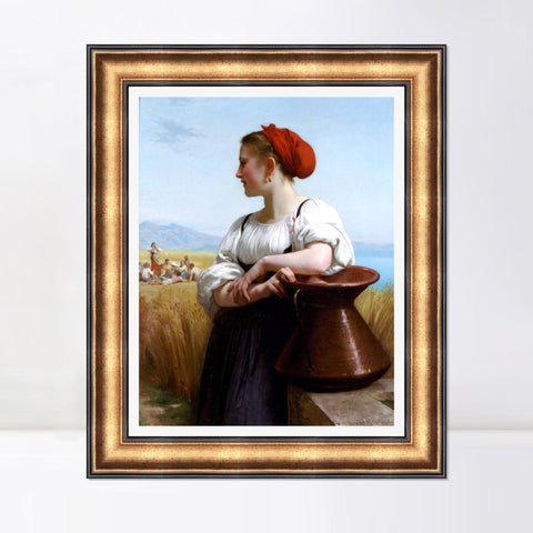 INVIN ART Framed Canvas Art Giclee Print The Harvester/Moissoneuse by William Adolphe Bouguereau Wall Art Living Room Home Office Decorations