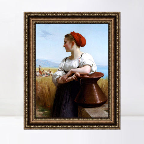 INVIN ART Framed Canvas Art Giclee Print The Harvester/Moissoneuse by William Adolphe Bouguereau Wall Art Living Room Home Office Decorations