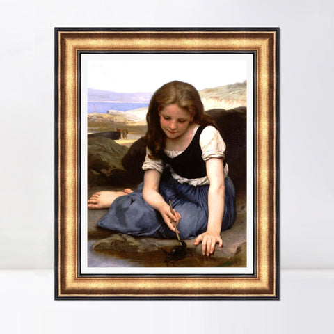 INVIN ART Framed Canvas Art Giclee Print The Crab by William Adolphe Bouguereau Wall Art Living Room Home Office Decorations