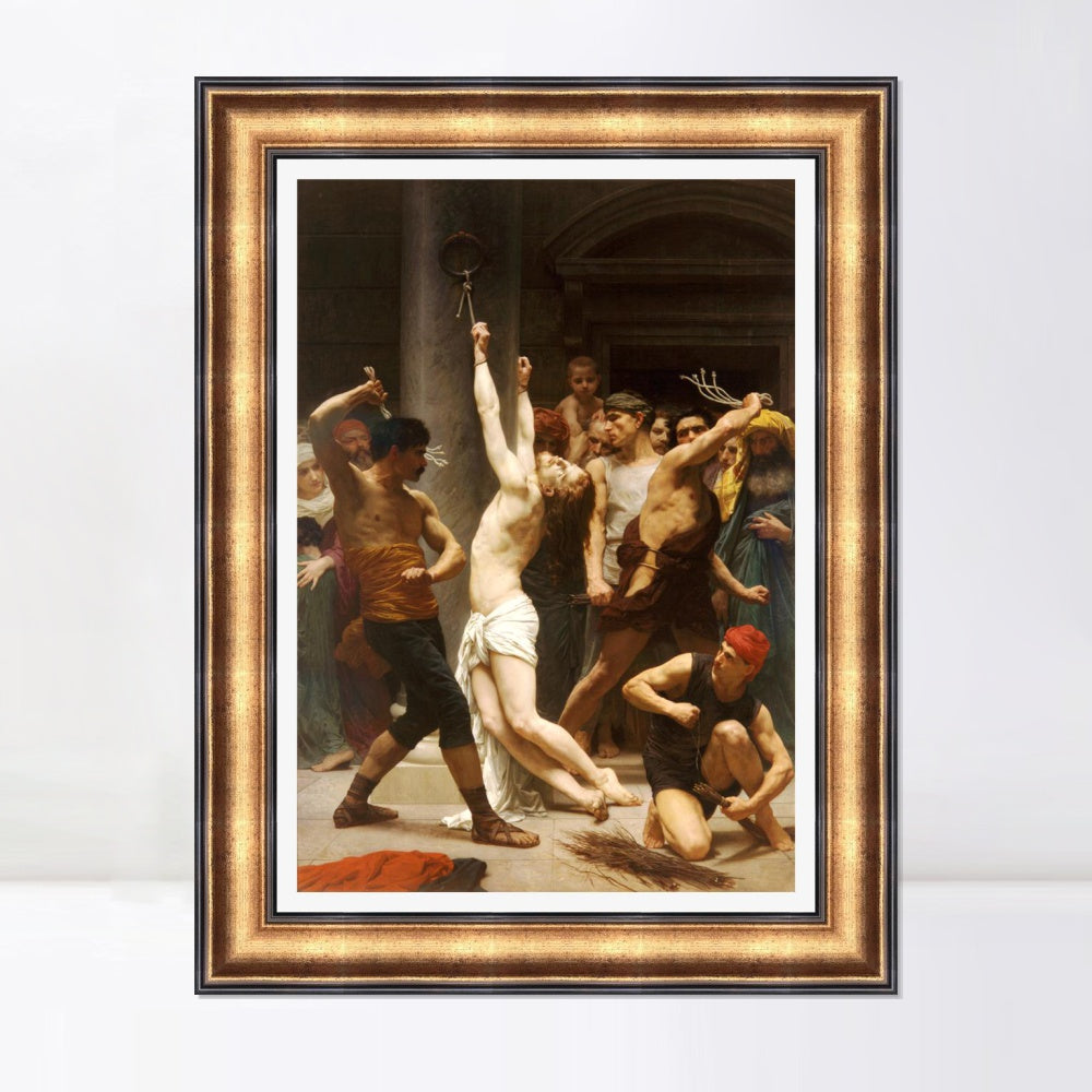INVIN ART Framed Canvas Art Giclee Print The Flagellation of Our Lord Jesus Christ by William Adolphe Bouguereau Wall Art Living Room Home Office Decorations