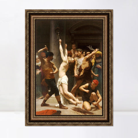 INVIN ART Framed Canvas Art Giclee Print The Flagellation of Our Lord Jesus Christ by William Adolphe Bouguereau Wall Art Living Room Home Office Decorations