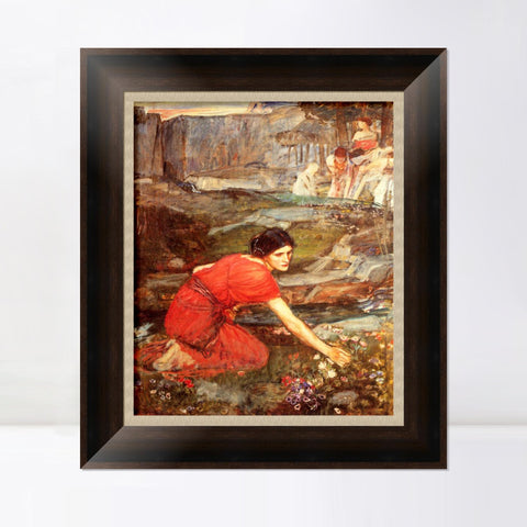 INVIN ART Framed Canvas Art Giclee Print maidens picking flowers by William Adolphe Bouguereau Wall Art Living Room Home Office Decorations