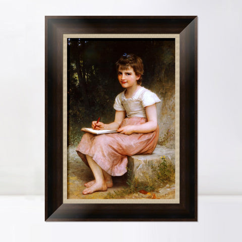 INVIN ART Framed Canvas Art Giclee Print A Calling (1896) by William Adolphe Bouguereau Wall Art Living Room Home Office Decorations