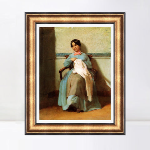 INVIN ART Framed Canvas Art Giclee Print A Portrait of Léonie Bouguereau (1850) by William Adolphe Bouguereau Wall Art Living Room Home Office Decorations