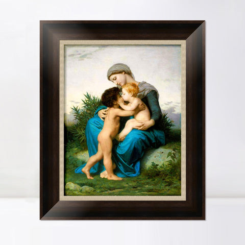 INVIN ART Framed Canvas Art Giclee Print Fraternal Love (1851) by William Adolphe Bouguereau Wall Art Living Room Home Office Decorations