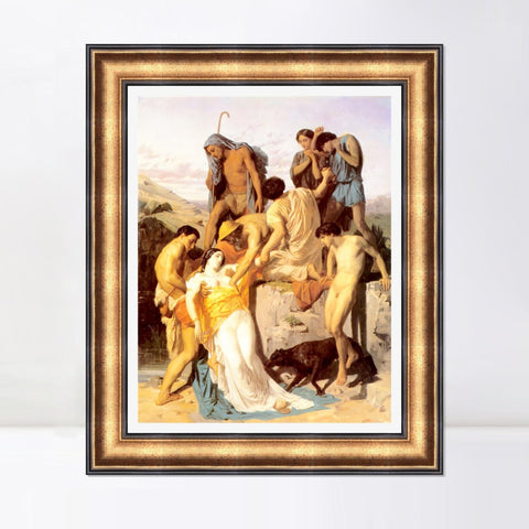 INVIN ART Framed Canvas Art Giclee Print Zenobia Found by Shepherds on the Banks of the Araxes by William Adolphe Bouguereau Wall Art Living Room Home Office Decorations
