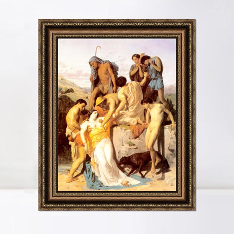 INVIN ART Framed Canvas Art Giclee Print Zenobia Found by Shepherds on the Banks of the Araxes by William Adolphe Bouguereau Wall Art Living Room Home Office Decorations