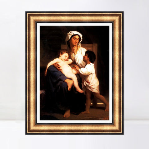 INVIN ART Framed Canvas Art Giclee Print Sleep 1864 boy by William Adolphe Bouguereau Wall Art Living Room Home Office Decorations