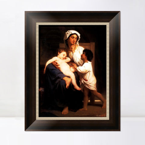INVIN ART Framed Canvas Art Giclee Print Sleep 1864 boy by William Adolphe Bouguereau Wall Art Living Room Home Office Decorations