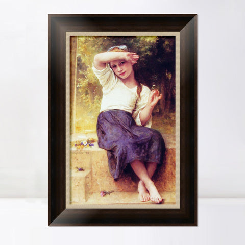 INVIN ART Framed Canvas Art Giclee Print Marguerite by William Adolphe Bouguereau Wall Art Living Room Home Office Decorations