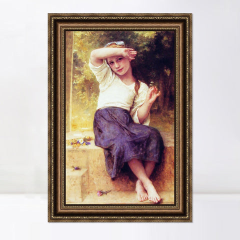 INVIN ART Framed Canvas Art Giclee Print Marguerite by William Adolphe Bouguereau Wall Art Living Room Home Office Decorations
