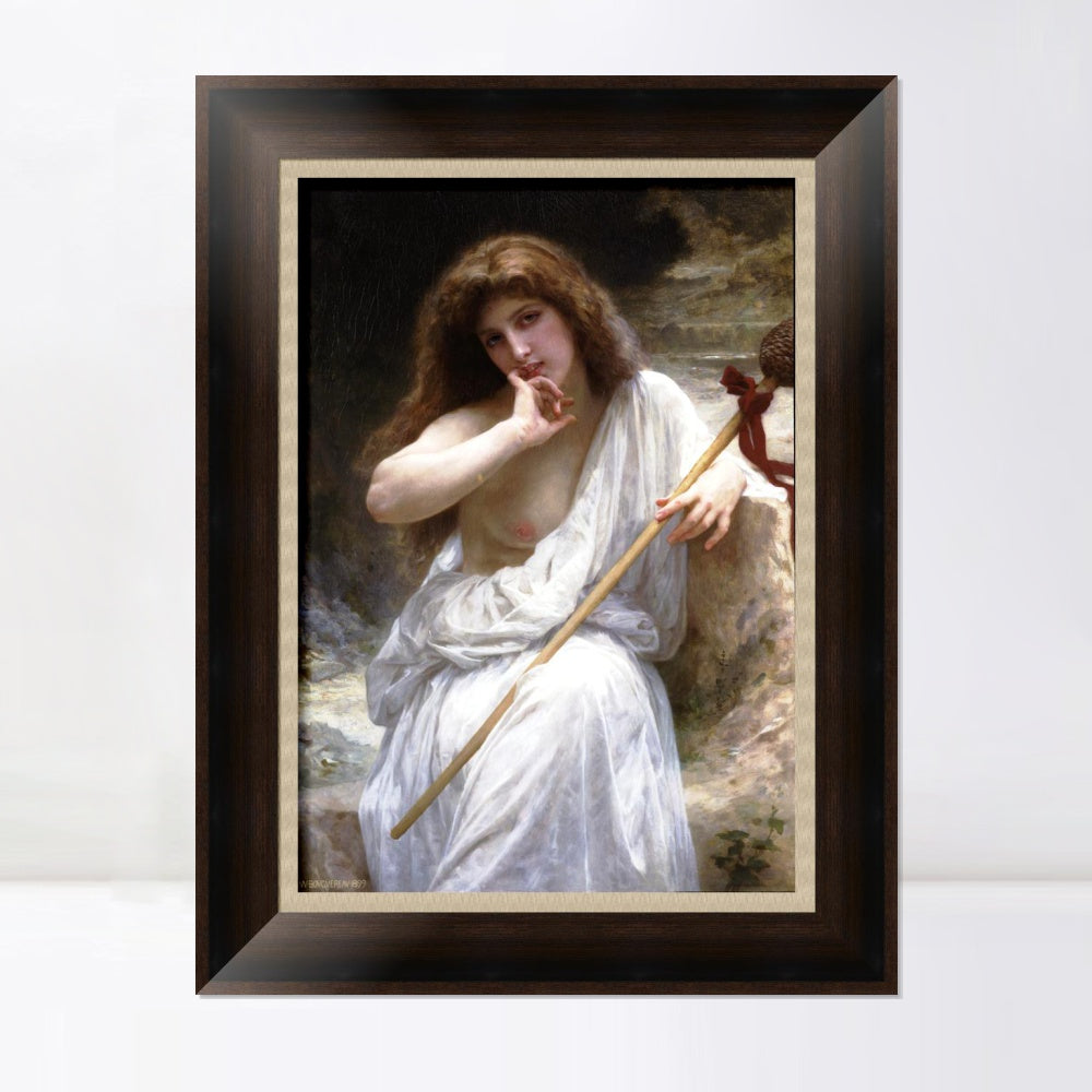 INVIN ART Framed Canvas Art Giclee Print Seated Bacchante by William Adolphe Bouguereau Wall Art Living Room Home Office Decorations