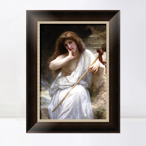 INVIN ART Framed Canvas Art Giclee Print Seated Bacchante by William Adolphe Bouguereau Wall Art Living Room Home Office Decorations