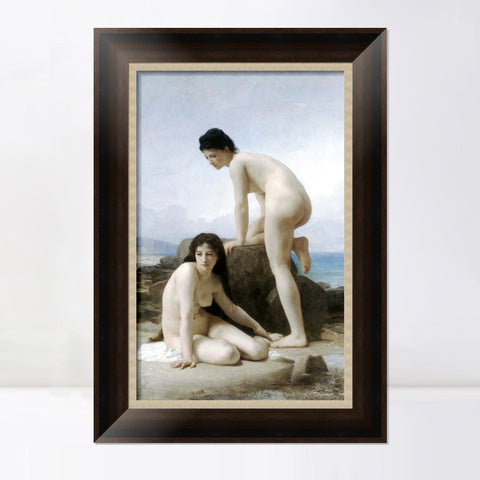 INVIN ART Framed Canvas Art Giclee Print Bathers,nudes,women,beaches by William Adolphe Bouguereau Wall Art Living Room Home Office Decorations