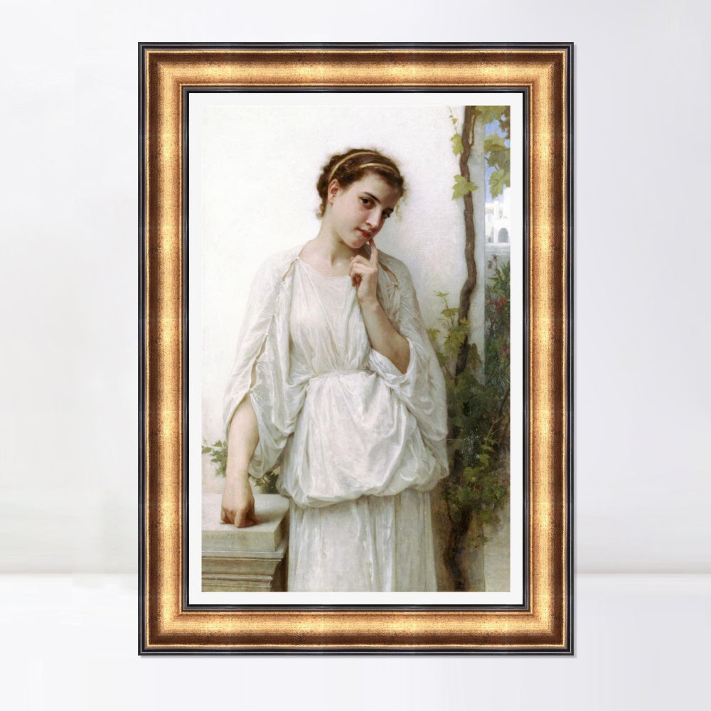 INVIN ART Framed Canvas Art Giclee Print Reverie by William Adolphe Bouguereau Wall Art Living Room Home Office Decorations