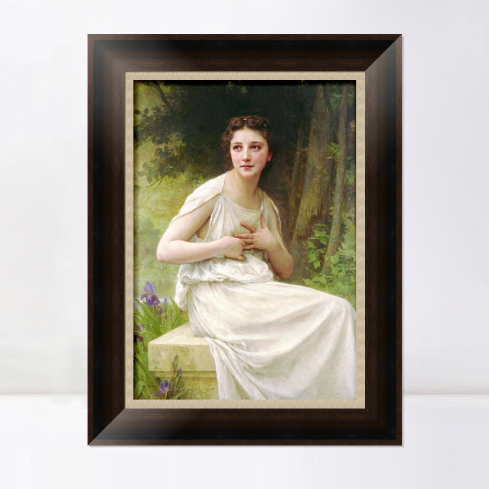 INVIN ART Framed Canvas Art Giclee Print Reflection by William Adolphe Bouguereau Wall Art Living Room Home Office Decorations
