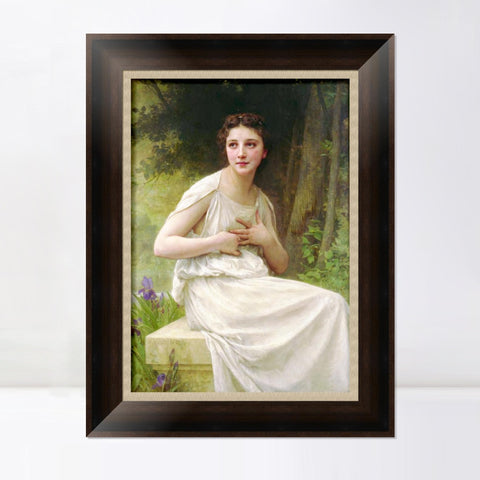 INVIN ART Framed Canvas Art Giclee Print Reflection by William Adolphe Bouguereau Wall Art Living Room Home Office Decorations