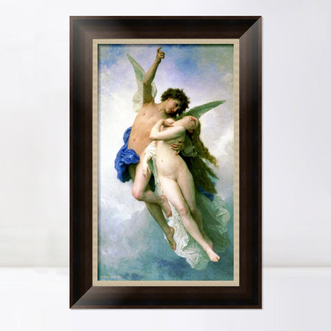 INVIN ART Framed Canvas Art Giclee Print Psyche and Amour by William Adolphe Bouguereau Wall Art Living Room Home Office Decorations