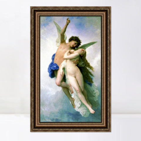 INVIN ART Framed Canvas Art Giclee Print Psyche and Amour by William Adolphe Bouguereau Wall Art Living Room Home Office Decorations