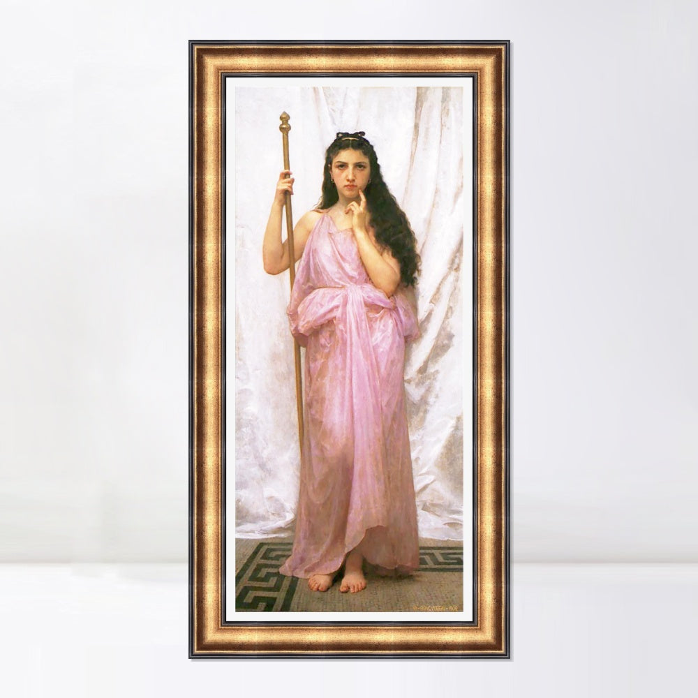 INVIN ART Framed Canvas Art Giclee Print Young Priestess by William Adolphe Bouguereau Wall Art Living Room Home Office Decorations