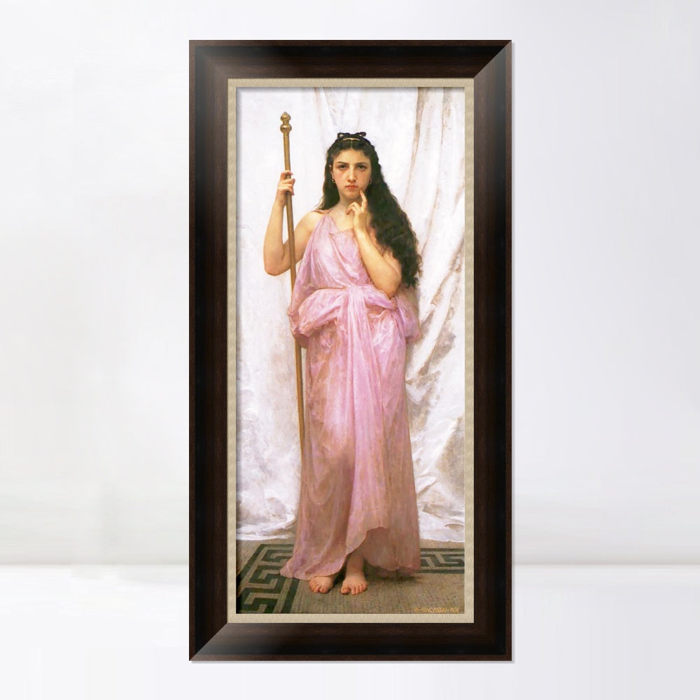 INVIN ART Framed Canvas Art Giclee Print Young Priestess by William Adolphe Bouguereau Wall Art Living Room Home Office Decorations