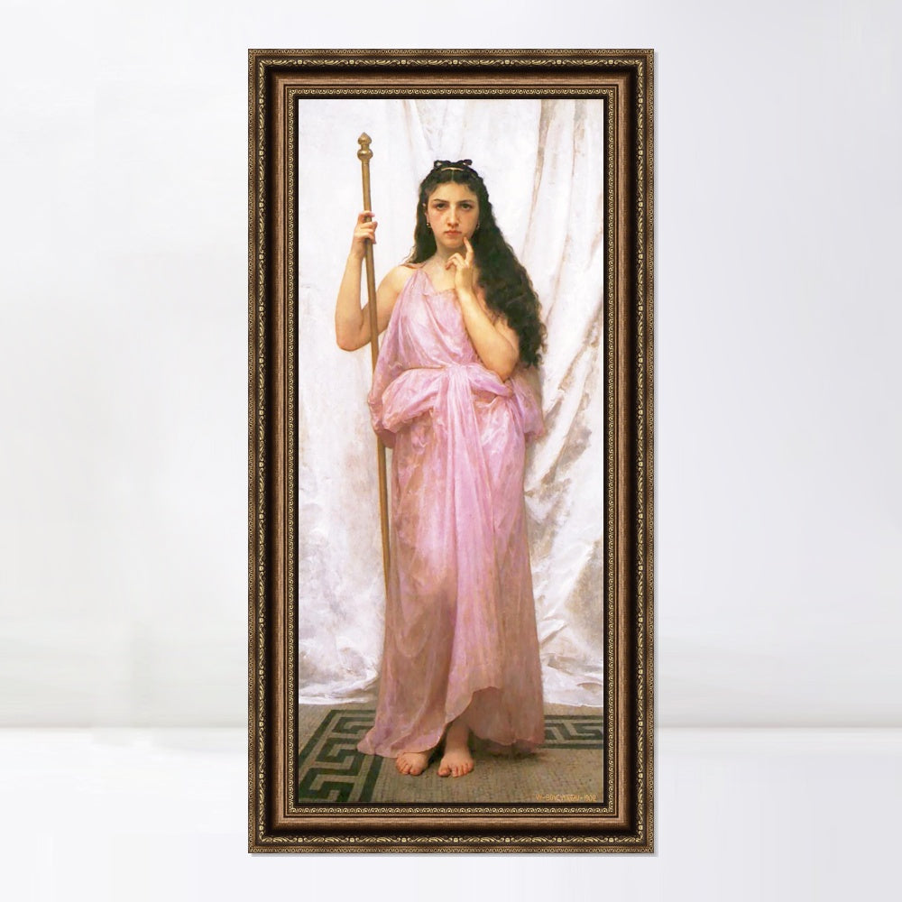 INVIN ART Framed Canvas Art Giclee Print Young Priestess by William Adolphe Bouguereau Wall Art Living Room Home Office Decorations