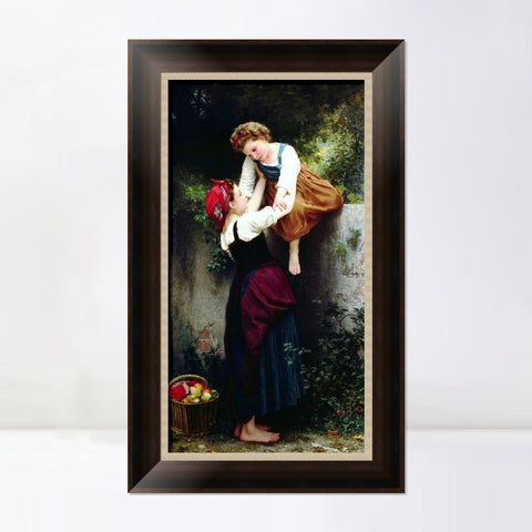 INVIN ART Framed Canvas Art Giclee Print Woman and Little Thieves by William Adolphe Bouguereau Wall Art Living Room Home Office Decorations