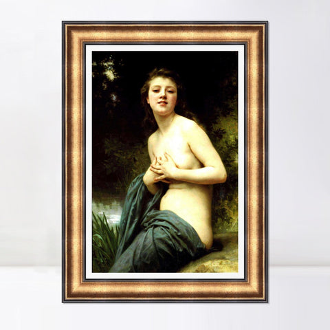 INVIN ART Framed Canvas Art Giclee Print Spring Breeze 1895 by William Adolphe Bouguereau Wall Art Living Room Home Office Decorations