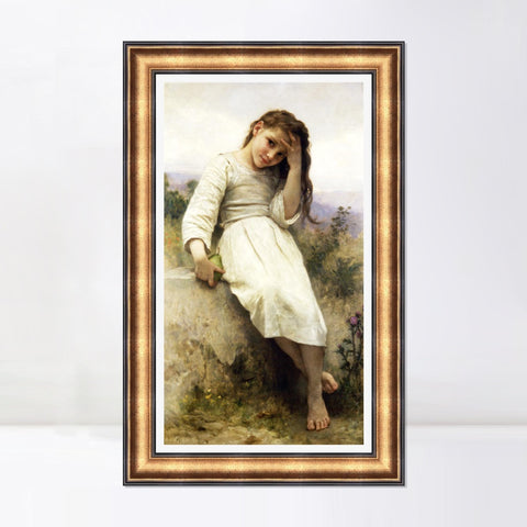 INVIN ART Framed Canvas Art Giclee Print Little Thief by William Adolphe Bouguereau Wall Art Living Room Home Office Decorations